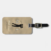 Étiquette À Bagage Personalized old-brown monogram golfer  (Devant horizontal)