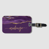 Étiquette À Bagage Personalized Signature Purple Gold Agate (Devant Horizontal)