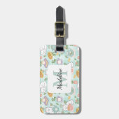 Étiquette À Bagage Personalized Tea Bookish Cats Girl Mint Green (Devant Vertical)