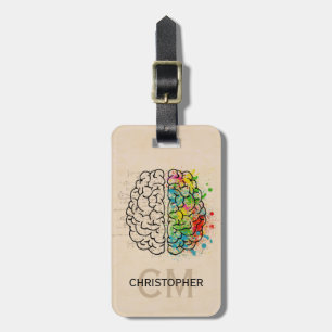 Étiquette À Bagage Personnalisation du cerveau humain gauche et droit