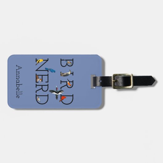 Étiquette À Bagage Personnalisation Nerd aux oiseaux en voyage (Devant horizontal)