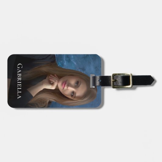 Étiquette À Bagage Personnalisé Ajouter Nom Photo Moderne (Devant horizontal)