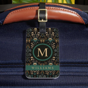 Étiquette À Bagage Personnalisé Beige Noir Brown Vert aztèque Motif