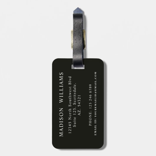 Étiquette À Bagage Personnalisé Beige Noir Brown Vert aztèque Motif (Dos Vertical)