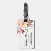 Étiquette À Bagage Personnalisé Boho Peony, Rose floral roux (Dos Vertical)