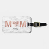 Étiquette À Bagage Personnalisé Chien Maman Rose Gold Empreintes de p (Devant horizontal)