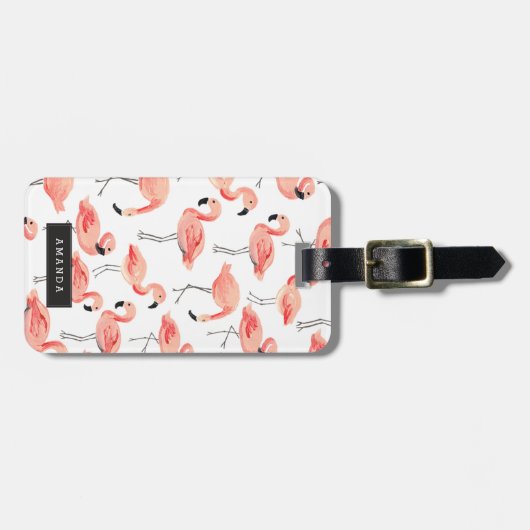 Étiquette À Bagage Personnalisé | FLAMANT ROSE (Devant horizontal)