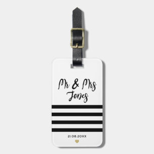 Étiquette À Bagage Personnalisé M. et Mme Script Mariage Newlysée