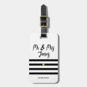 Étiquette À Bagage Personnalisé M. et Mme Script Mariage Newlysée (Devant Vertical)