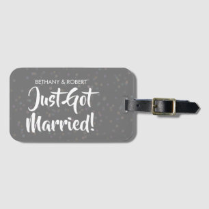 Étiquette À Bagage Personnalisé Marié Argent Confetti