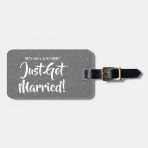 Étiquette À Bagage Personnalisé Marié Argent Confetti