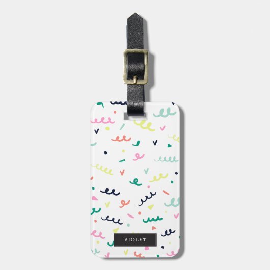 Étiquette À Bagage Personnalisé | Memphis Confetti (Devant Vertical)
