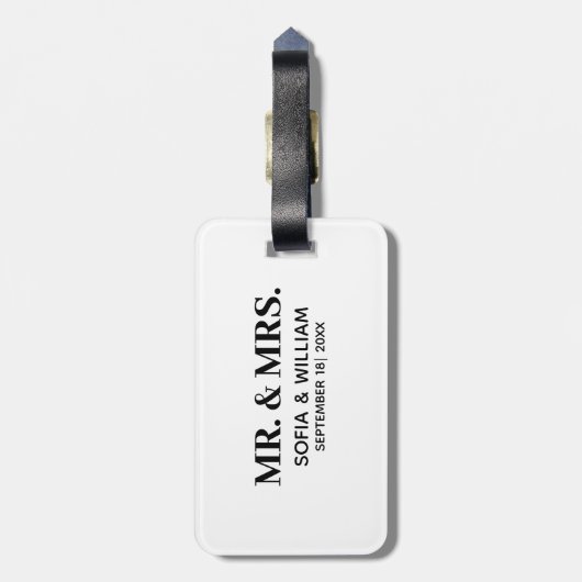Étiquette À Bagage Personnalisé Moderne M. Et Mme Mariage (Dos Vertical)