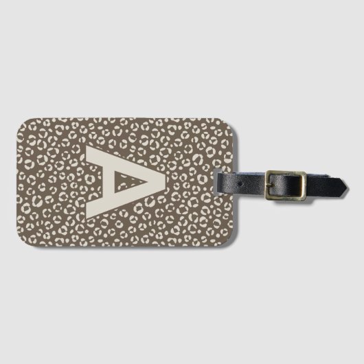 Étiquette À Bagage Personnalisé Monogram Leopard poster de animal (Devant Horizontal)