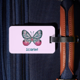 Étiquette À Bagage Personnalisé Octobre Pink verre papillon Art