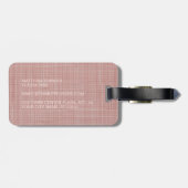 Étiquette À Bagage Personnalisé Pastel Dusty Rose Rose-Bleu (Dos horizontal)