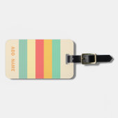 Étiquette À Bagage Personnalisé Retro Rose Jaune Bleu Bleu Bleu (Devant horizontal)