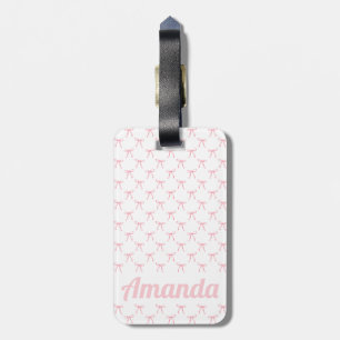 Étiquette À Bagage Personnalisé rose mignon Coquette Bow Motif