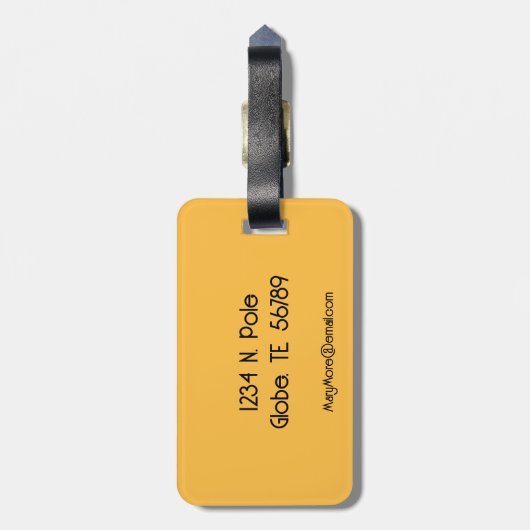 Étiquette À Bagage Personnalisé Simple Chaud Jaune (Dos Vertical)