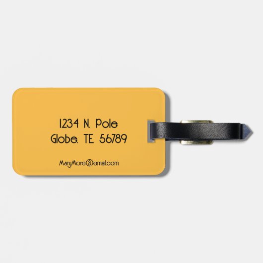 Étiquette À Bagage Personnalisé Simple Chaud Jaune (Dos horizontal)