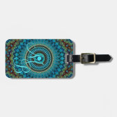 Étiquette À Bagage Personnalisé Turquoise Vert bleu Mandala Star Moti (Devant horizontal)