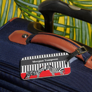 Étiquette À Bagage Personnalisé unique correspondant Zebra noir blanc