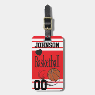 Étiquette À Bagage Personnaliser Basket-ball Rouge et Blanc