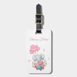 Étiquette À Bagage Personnaliser Étiquette de bagage éléphant rose