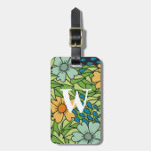 Étiquette À Bagage Personnaliser Fleurs Rétro Large Échelle Multicolo (Devant Vertical)