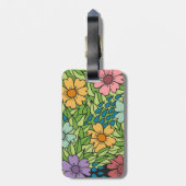 Étiquette À Bagage Personnaliser Fleurs Rétro Large Échelle Multicolo (Dos Vertical)