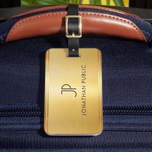 Étiquette À Bagage Personnaliser Gold Look Moderne Élégant Monogramme