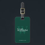 Étiquette À Bagage Personnaliser le nom et le monogramme des Groomsme<br><div class="desc">Ajoutez une touche personnelle à votre mariage avec une étiquette de bagage personnalisée pour groomsmen. Cette étiquette de bagage comporte le nom de toiletteur personnalisé en style de police de script classique blanc avec des détails mariages en style de police serif classique blanc et monogramme en style de police serif...</div>