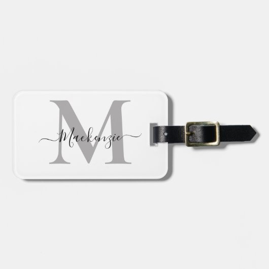 Étiquette À Bagage Personnaliser le nom initial du monogramme (Devant horizontal)