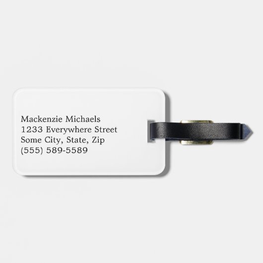 Étiquette À Bagage Personnaliser le nom initial du monogramme (Dos horizontal)