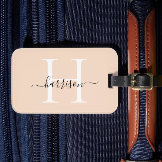 Étiquette À Bagage Personnaliser Nom de Script de Monogramme Blanc Pe (Insitu Rectoal 4)