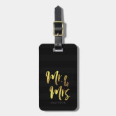 Étiquette À Bagage Personnaliser Nom Élégant M & Mme Black Stripes (Devant Vertical)