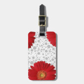 Étiquette À Bagage Personnaliser Polka Dot Red Daisy (Devant Vertical)