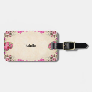 Étiquette À Bagage Personnaliser Vintage Floral Design