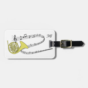 Étiquette À Bagage Personnel de musique et Dessin de Corne française