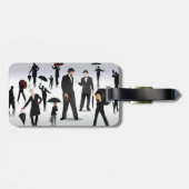 Étiquette À Bagage Personnes Avec Des Parapluies (Dos horizontal)