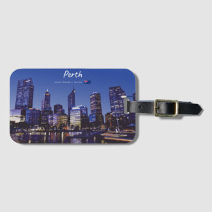 Étiquette À Bagage Perth, Australie - Ciel de la ville la nuit