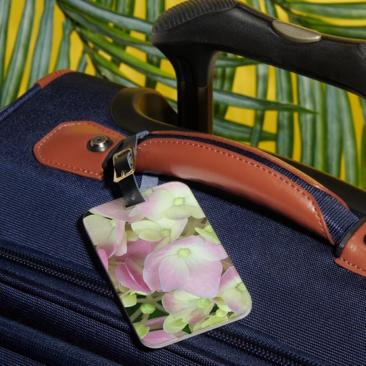Étiquette À Bagage Pétales d'hydrangée rose et blanc antique (Insitu Rectoal 1)
