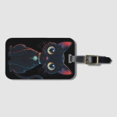 Étiquette À Bagage Petit Chat Noir Effrayant (Devant Horizontal)