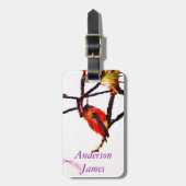 Étiquette À Bagage Petit colibri bronze, or, rouge et violet (Devant Vertical)