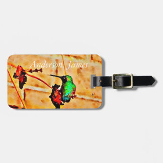 Étiquette À Bagage Petit colibri vert