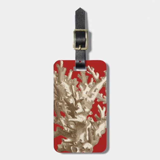 Étiquette À Bagage Petit corail en rouge (Devant Vertical)
