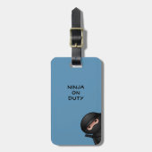 Étiquette À Bagage Petit guerrier de Ninja en bleu (Devant Vertical)