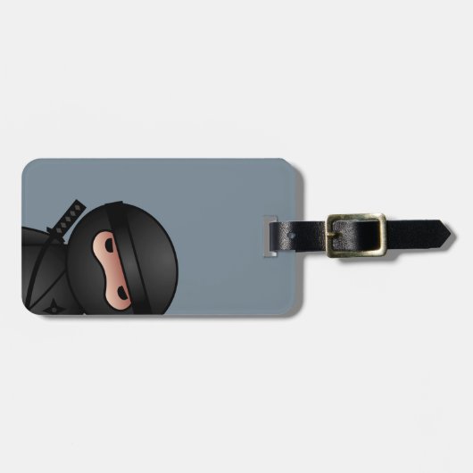 Étiquette À Bagage Petit guerrier de Ninja sur Grey (Devant horizontal)