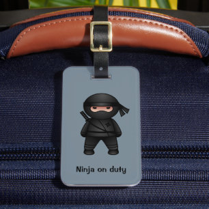 Étiquette À Bagage Petit guerrier de Ninja sur Grey