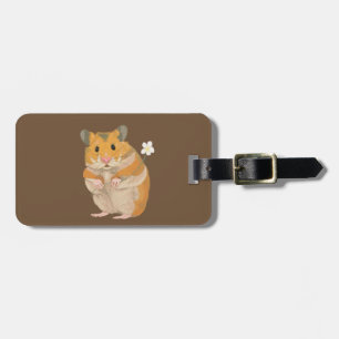 Étiquette À Bagage Petit Hamster mignon tenant une fleur